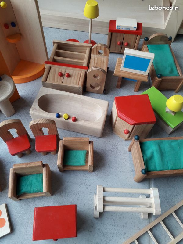 Grande maison de poupée en bois + accessoires Pintoy (A24) - Jeux & Jouets