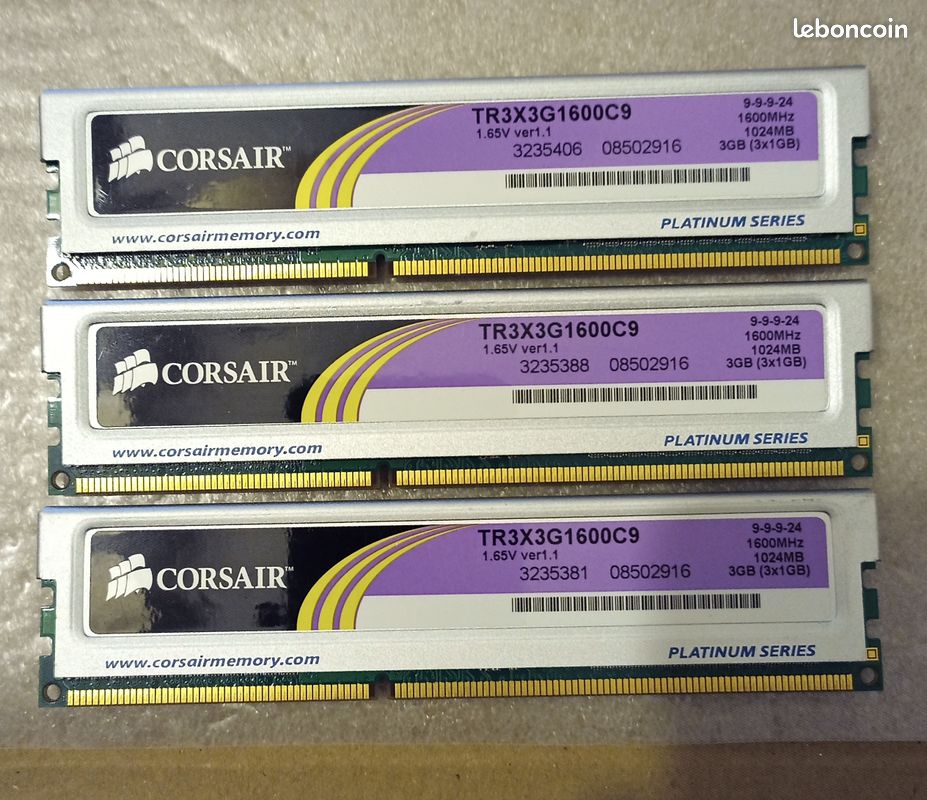 RAM DDR3 XMS3 CORSAIR triple canal pour chipset Intel X58 X79 X99 socket 1366 (image 2)