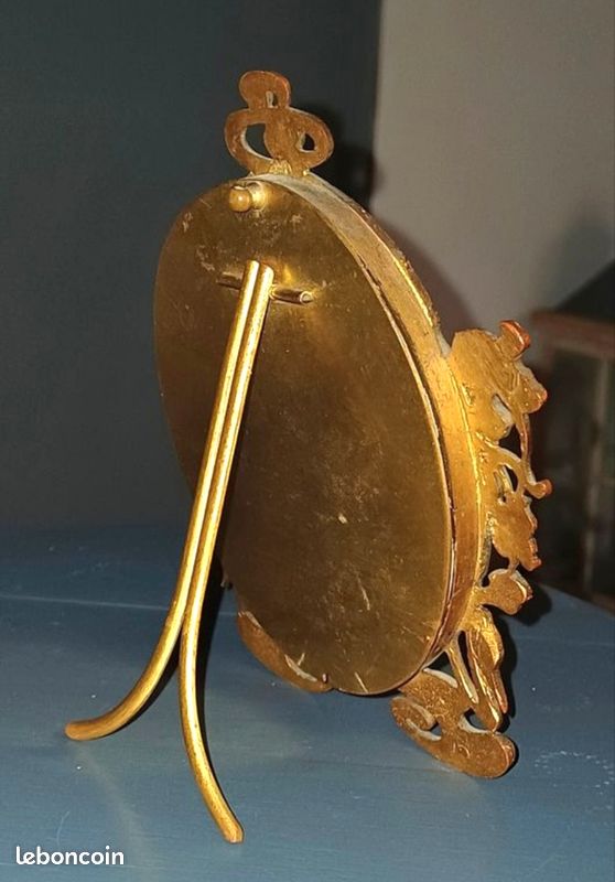 Art nouveau ancien cadre photo ciselé de feuillages en bronze massif début XXe Antiquité (image 3)