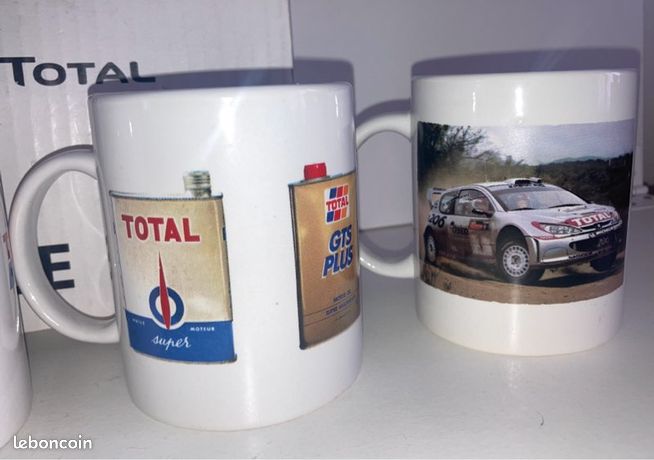 Lot De 4 Mugs PUBLICITAIRES TOTAL - Vintage En Céramique - État Très Correct