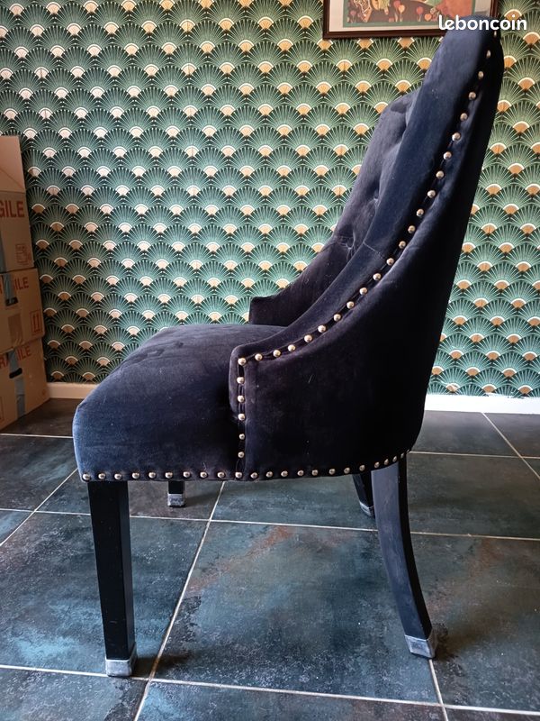 Vends lot de 4 chaises en velours noir (image 3)