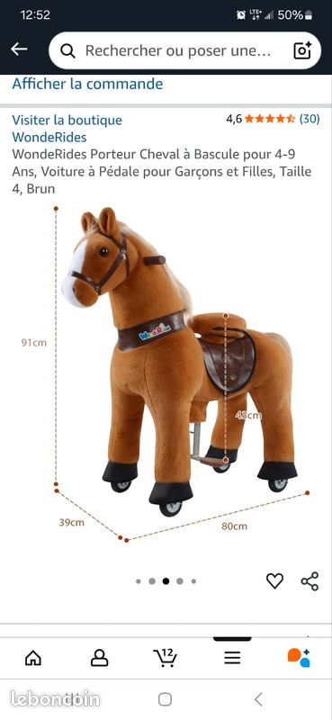 Cheval Porteur Ã Bascule PonyCycle Modèle E Cheval à Bascule Avec