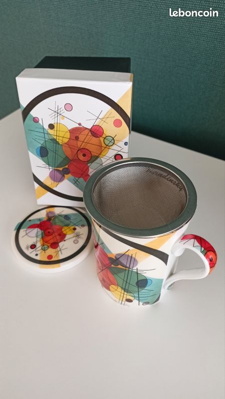 Mug Kandinsky - Cercles Concentriques, Personnalisé | Tasse Café/thé Céramique Fait Main, 340g