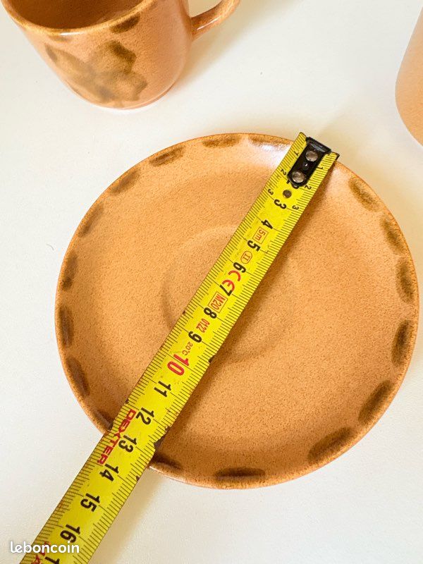 Service à café/thé Sarreguemines Trèfle en grès – 10 tasses – Vintage (image 19)