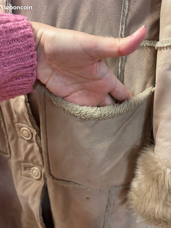 Manteau Camaieu Taille 38 - Laine Rose Pâle - Style Caban - Occasion Très Bon état