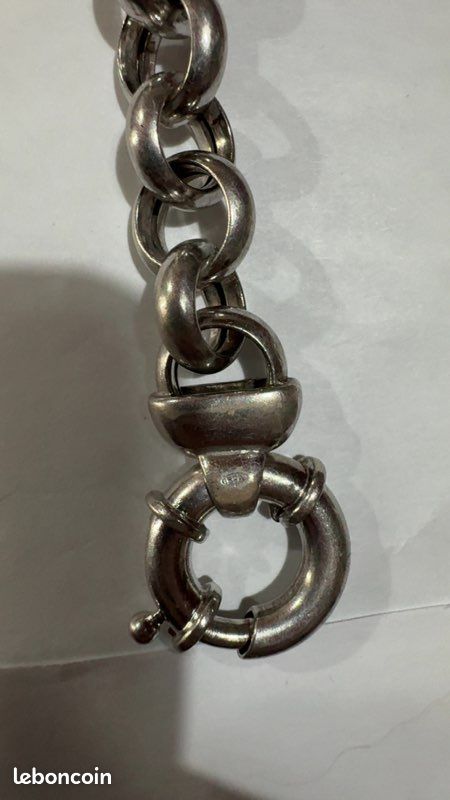 Bracelet maille jaseron rhodié argent massif 925/1000 poinçonné bijoux femme (image 4)