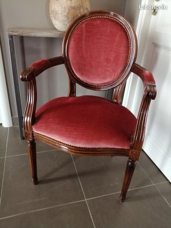 Chaise cabriolet avec repose pied rose velours