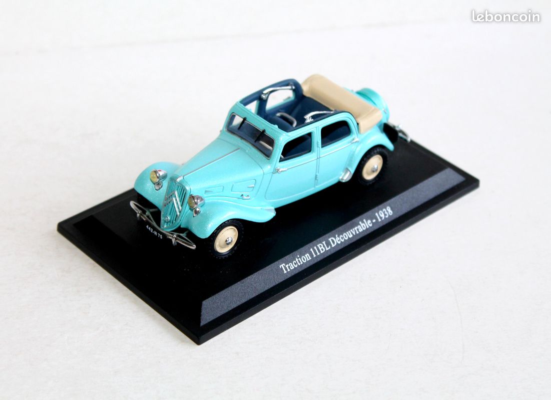 Citroen traction 11b 1957, bleu, miniature 1/43 modele reduit voiture automobile - Collection