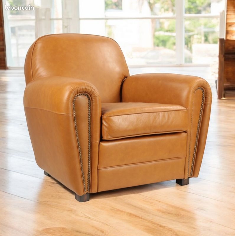 fauteuil club cuir marron meubles salon