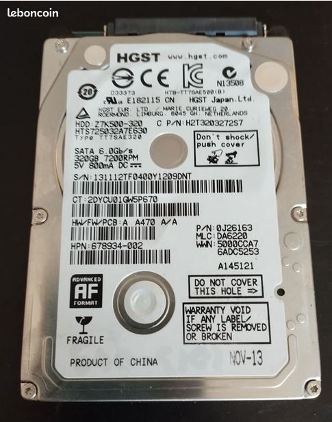 Disque dur 320Go SATA 2,5 pouces (image 1)