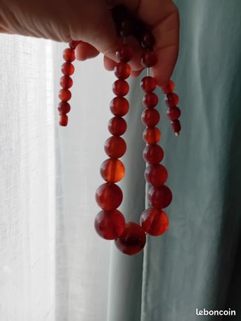 Collier Vintage En Bakélite Marron - Ancien, Occasion - Bijou Rétro