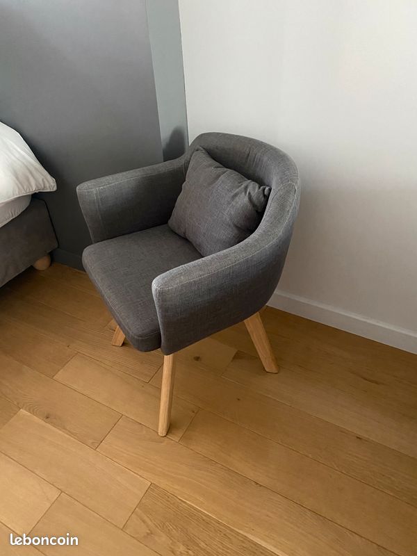 Lot de 2 petits fauteuils en tissu gris (image 3)