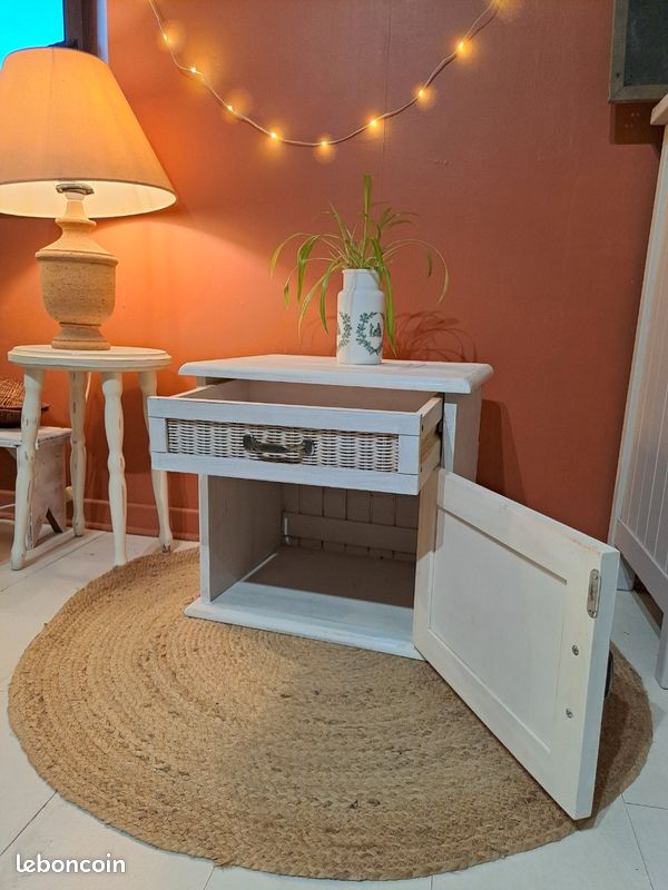 Chevet table de nuit bois blanc (image 5)