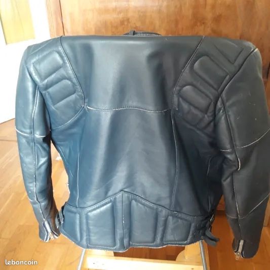 Perfecto Cuir Véritable Vintage 80s - Bleu Klein (Taille 50 / L) (image 4)