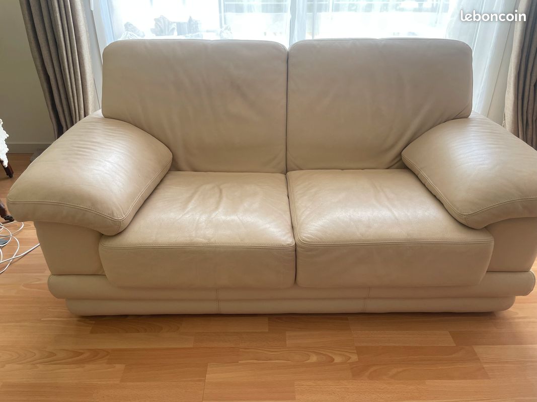 CANAPE en CUIR CONTEMPORAIN + FAUTEUIL ASSORTI (image 1)