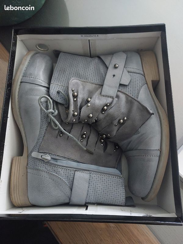Bottines à Bout Ouvert Forsa Pour La Victoire Gris Suédé Taille 9 US – Neuves Sans Boîte