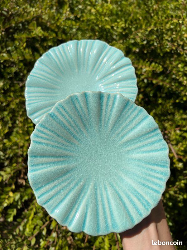 🩵 Service 2 tasses + 2 sous-tasses turquoise en céramique El Corte Inglés (image 2)
