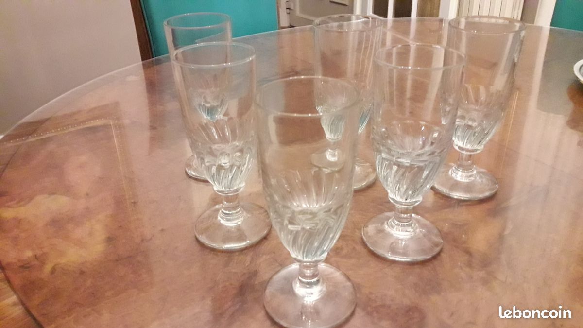 6 anciens grands verres bistrot à absinthe bzt03 (image 2)