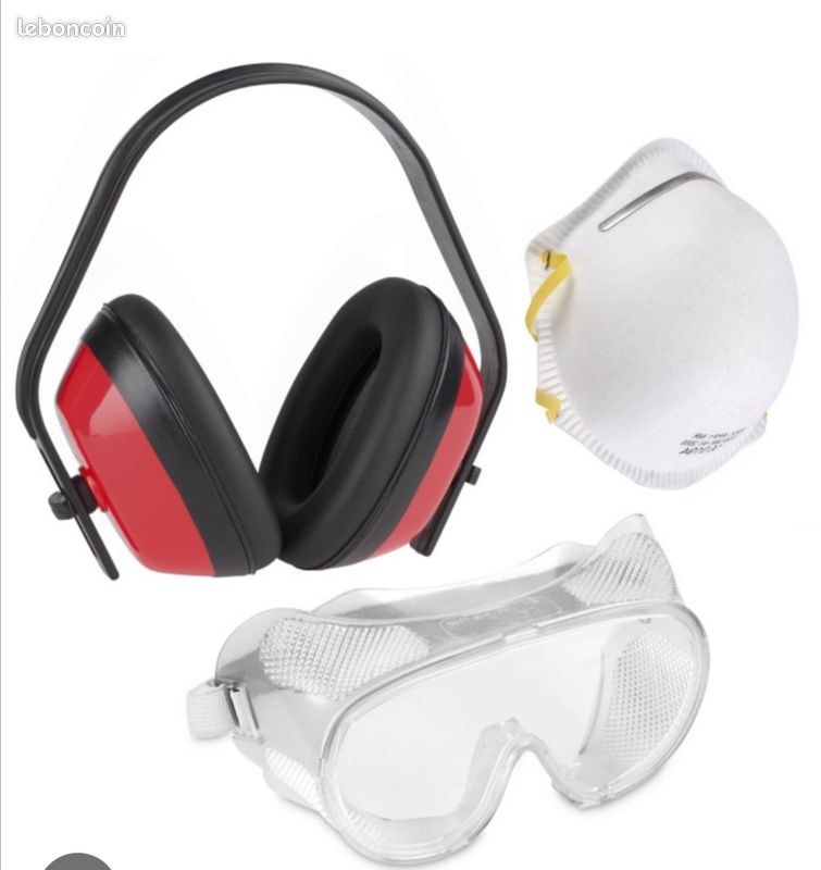 Casque ANTIBRUIT 27.6 dB SNR, lunettes et masque-kit de protection NEUF Emballé FFP1 NR D (image 1)