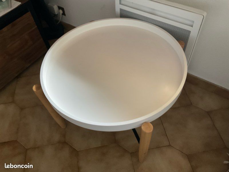 Table, ronde de Salon, naturel, plateau blanc (image 2)