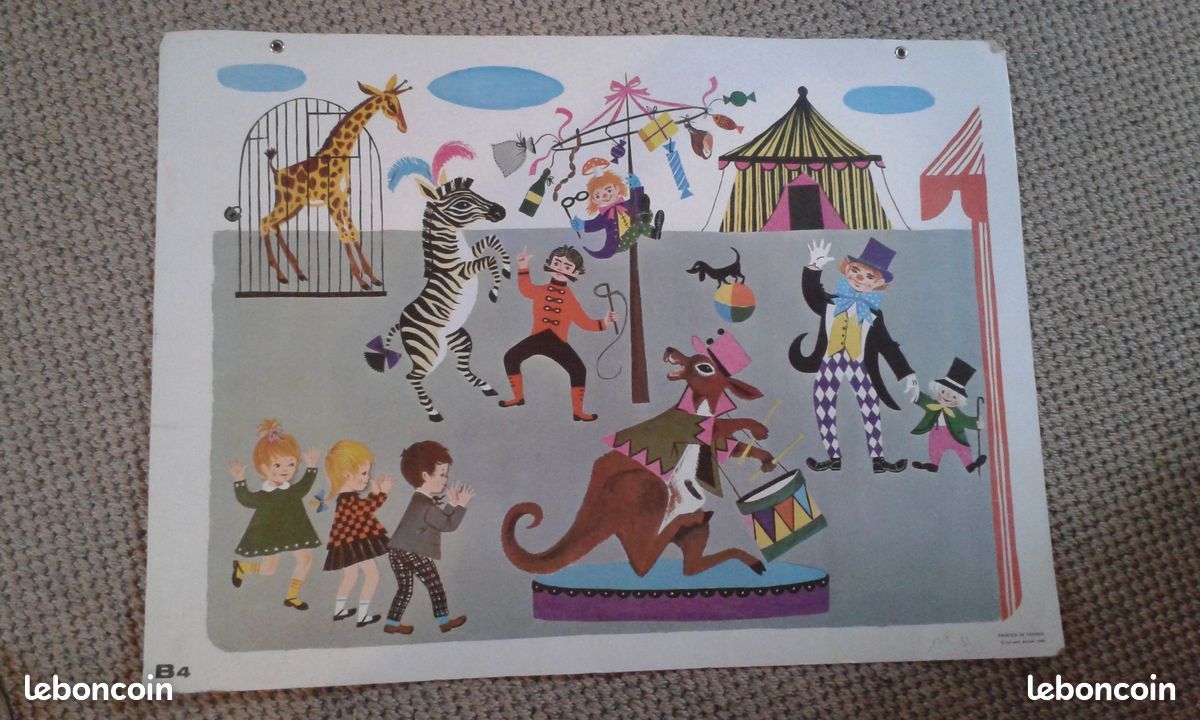 Affiche B4 Fernand Nathan 1968 chambre enfant thème cirque (image 1)