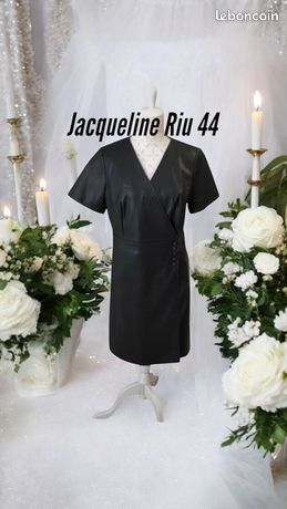 Sublime robe en simili cuir Jacqueline Riu croisée, très chic