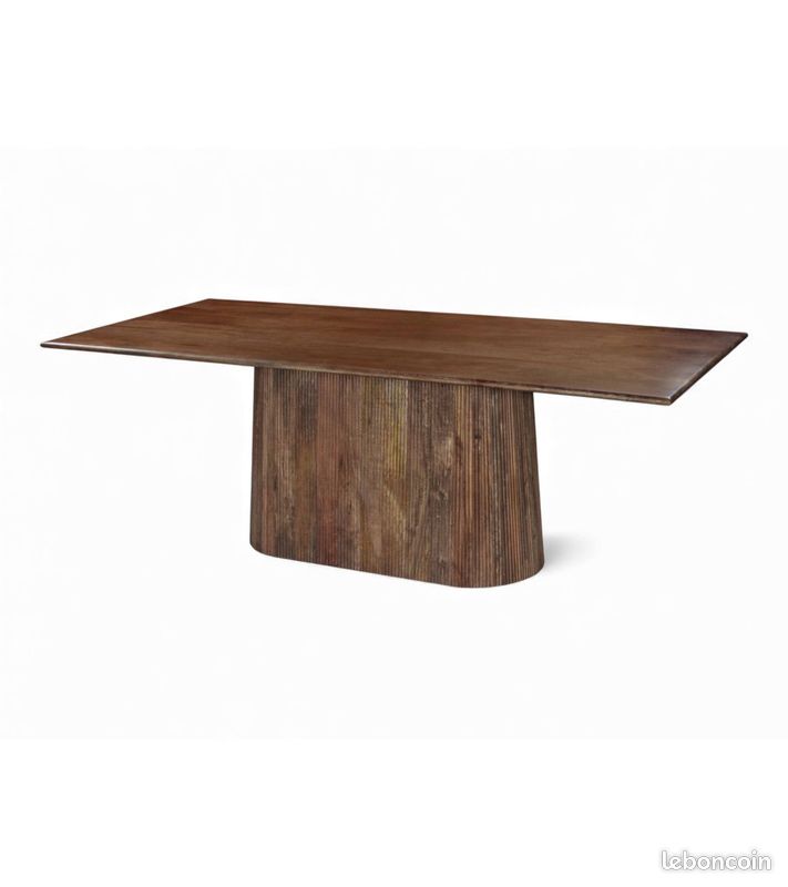 Table à manger 220 cm manguier massif pied central – Chandra (image 5)
