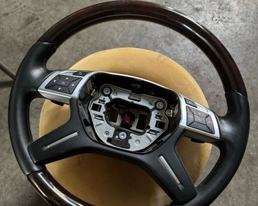 Volant Mercedes-Benz Bois De Frêne & Cuir Braun - Compatible W211, R230, C209, Etc. - Occasion