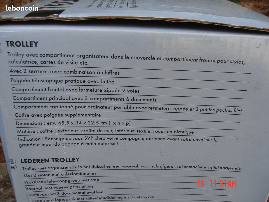 Trolley bagage en cuir (image 2)