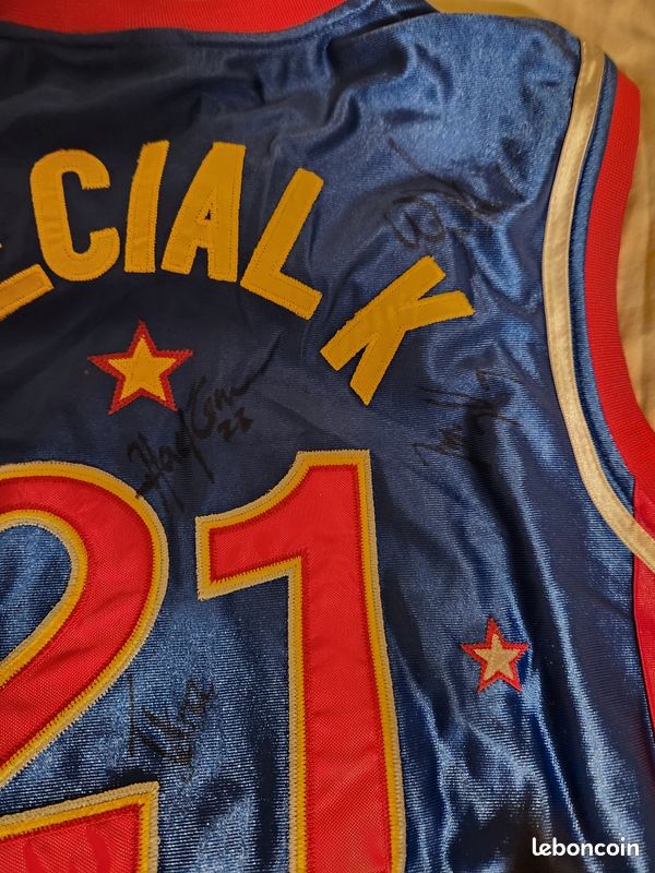 Maillot Réversible Vintage Harlem Globetrotters #21 - Taille M, Signé (dédicaces)