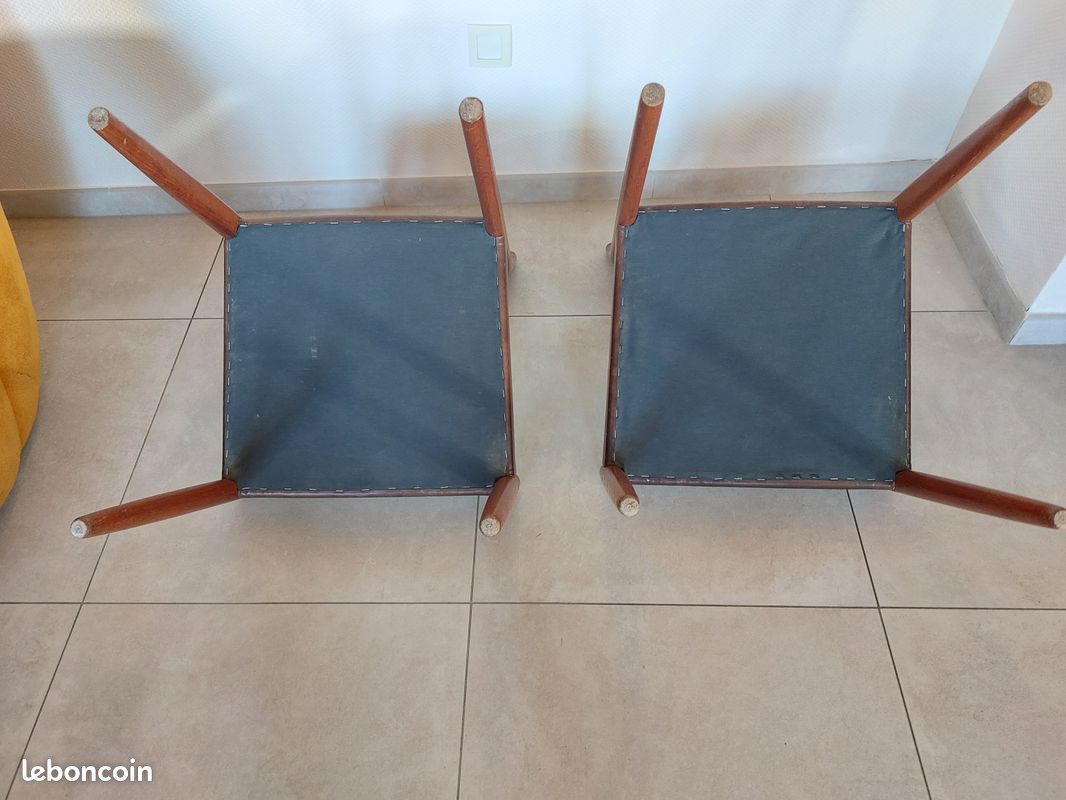 2 chaises Fristho Franeker, scandinaves, teck et cuir (image 20)