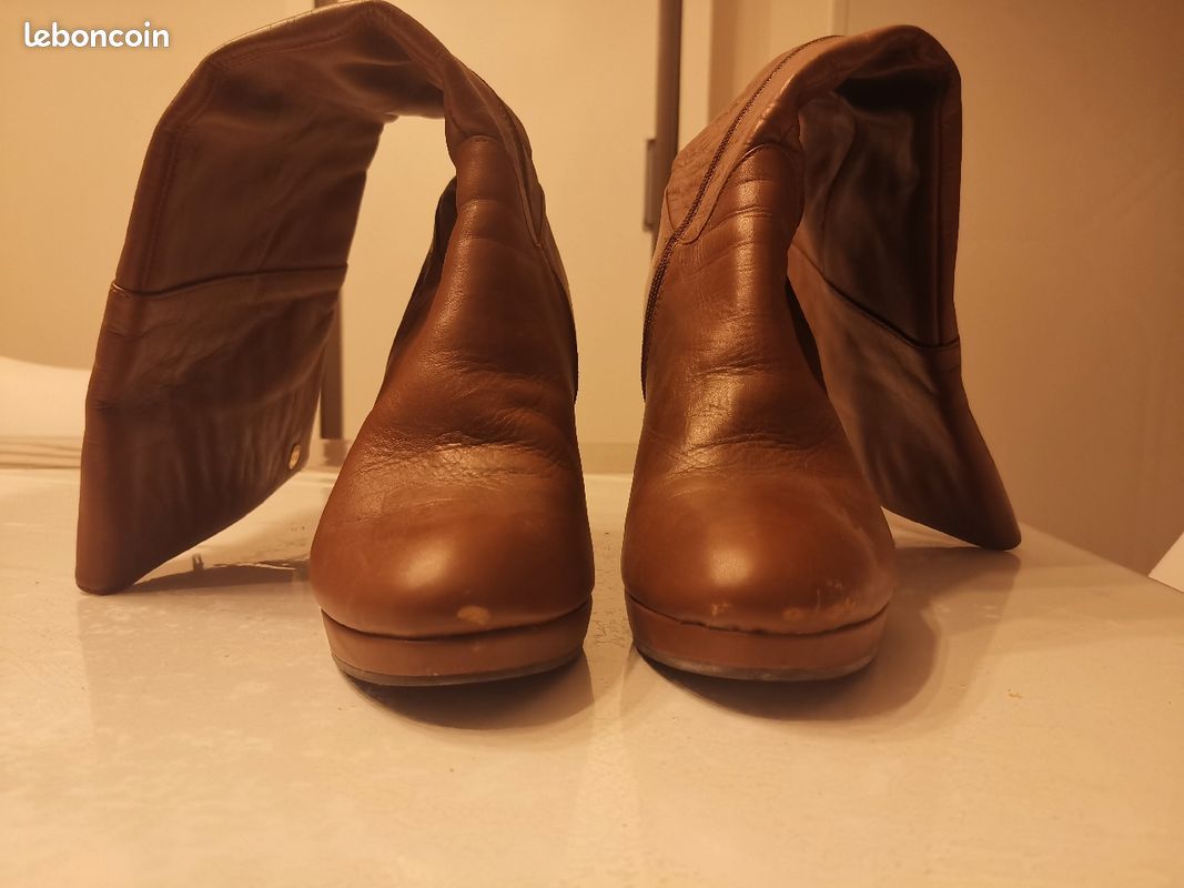 Bottes à talons caramel (image 4)