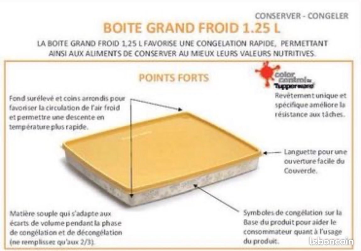 Boîte Grand Froid 1,25l NEUF Tupperware Idéale Conservation Congélation Congélateur Ravioles Party Croissants Mignardises … (image 1)