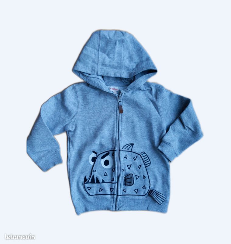 Sweat Garçon E Of M Bleu - Taille 5-6 Ans - Fermeture éclair - Coton