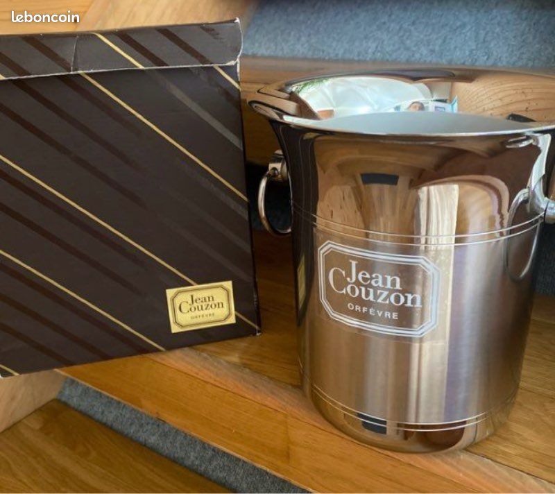 Seau à Champagne Jean Couzon - Orfèvrerie Inox Argenté Avec Poignée - Vintage 1990