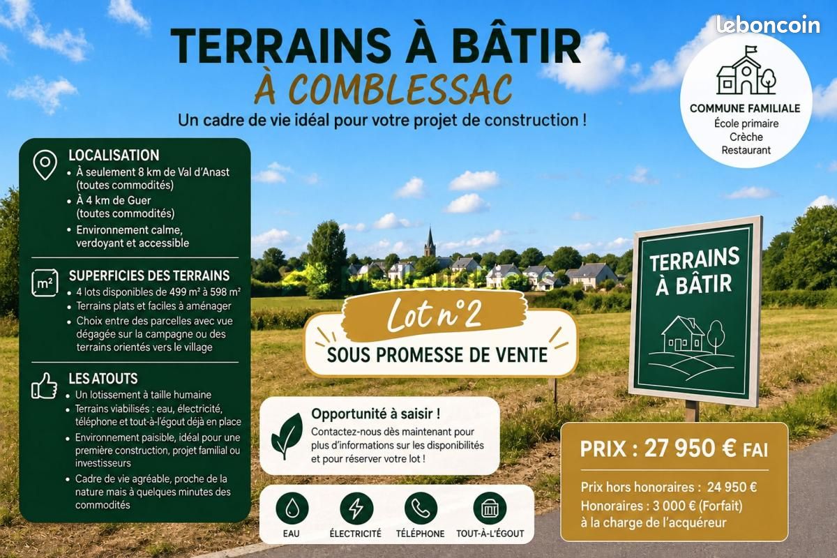 Terrain 580 m² Comblessac · 32 000 €