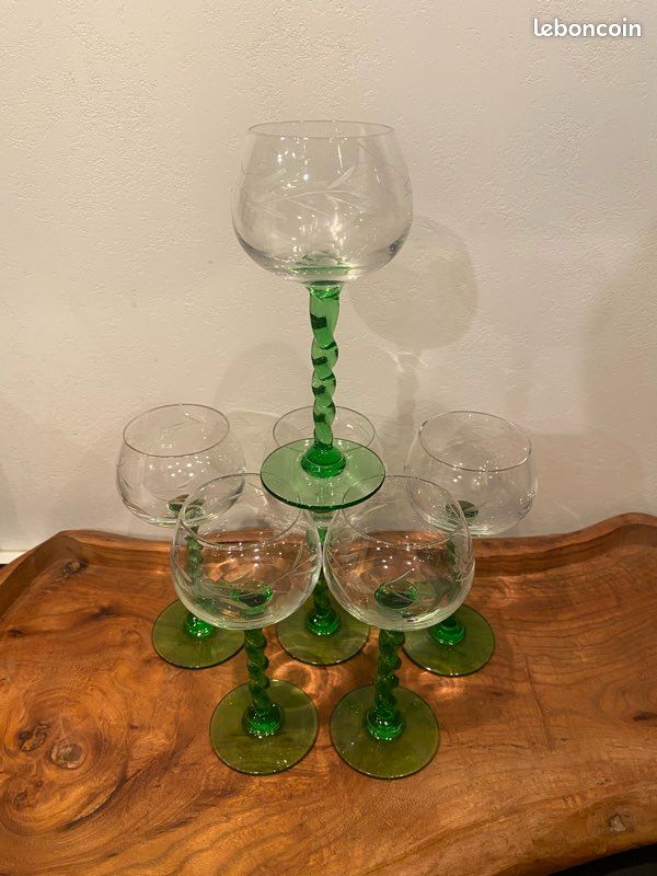 6 verres vin blanc pieds torsadés 💚 (image 2)