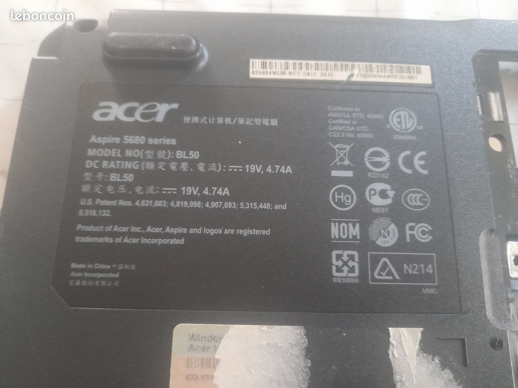 Plasturgie d'écran pour Acer Aspire ES1
