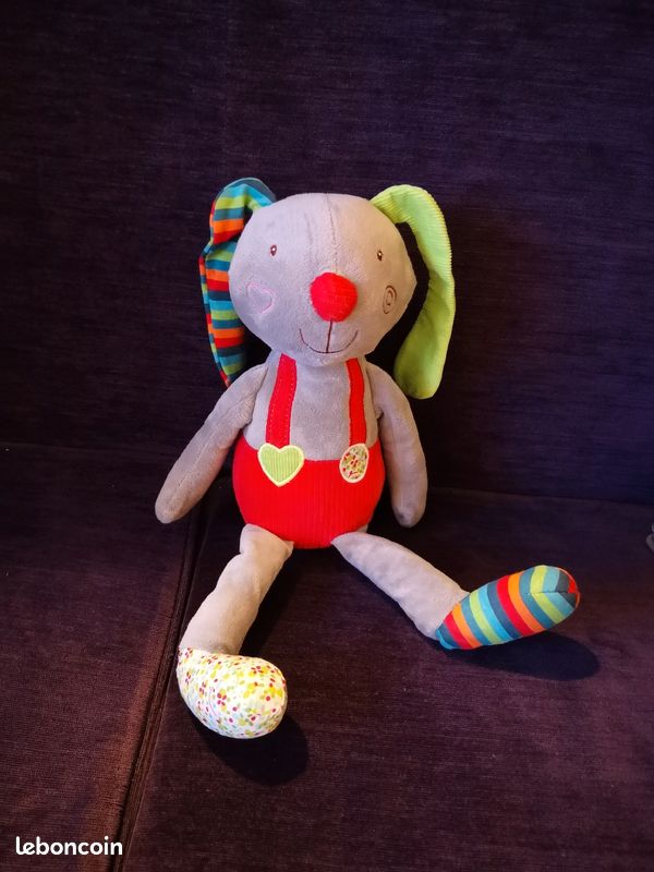 4 doudous et peluches noukie/ sucre d orge / ourson/ lapin (image 2)