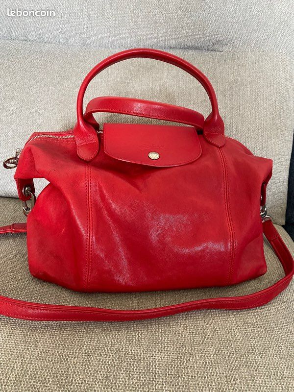 Sac pliage longchamp cuir rouge (image 1)