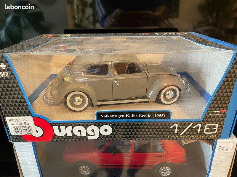 Burago Volkswagen Coccinelle Kafer Beetle 1955 1/18 Gris - Voiture Miniature Pour Enfant Dès 3 Ans