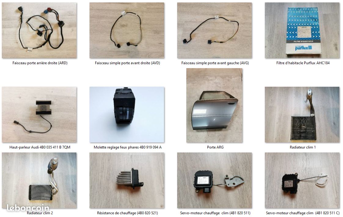 Lot de pièces pour Audi A6 C5 (II) (1997-2004 / 4B2) - Équipement auto