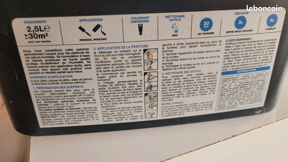 Peinture pièce humide 2.5L blanc mat (image 2)