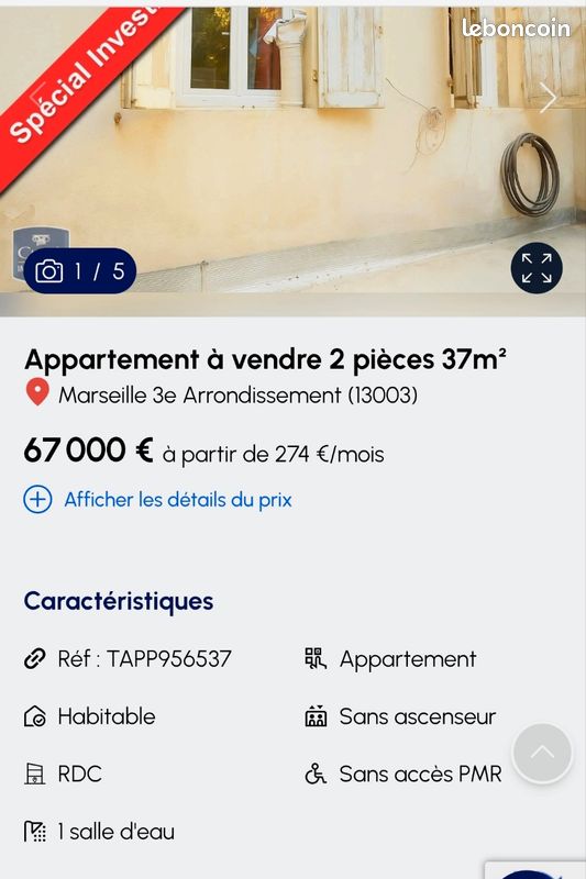 Appartement 2 pièces 37 m² · à Marseille · 37 m² · 64 250 €