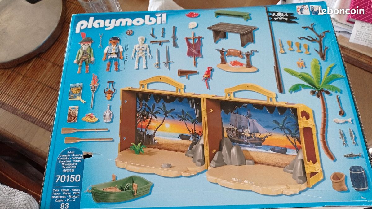 PLAYMOBIL 5136 LOT Pirates Île Trésor Coffre Canon History superbe set