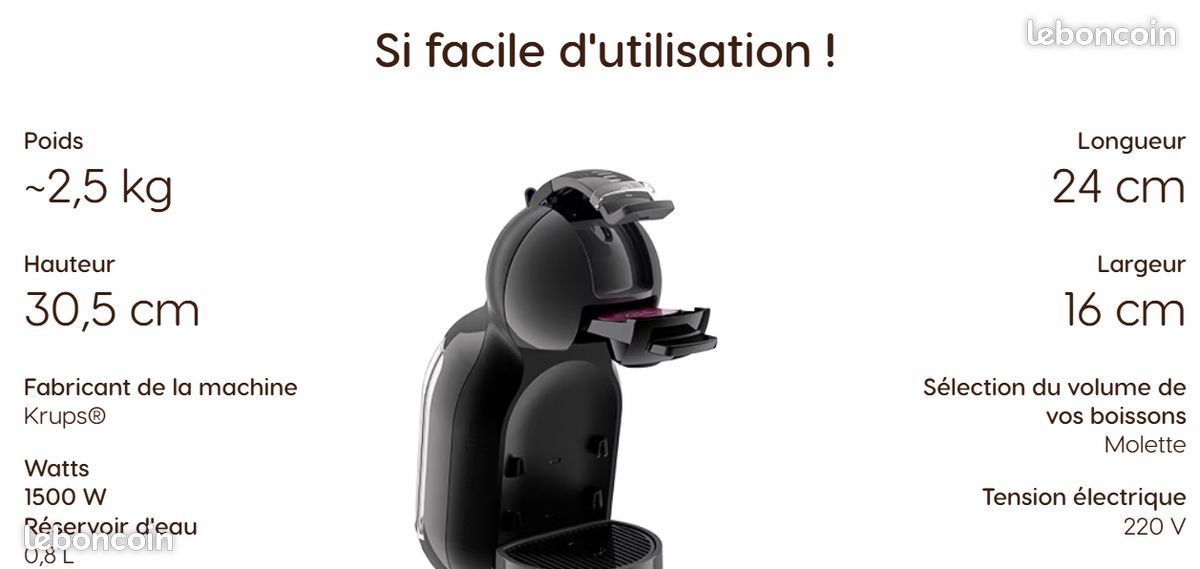 NEUVE - Machine café DOLCE GUSTO Mini-Me AUTOMATIQUE 15 bars (image 3)