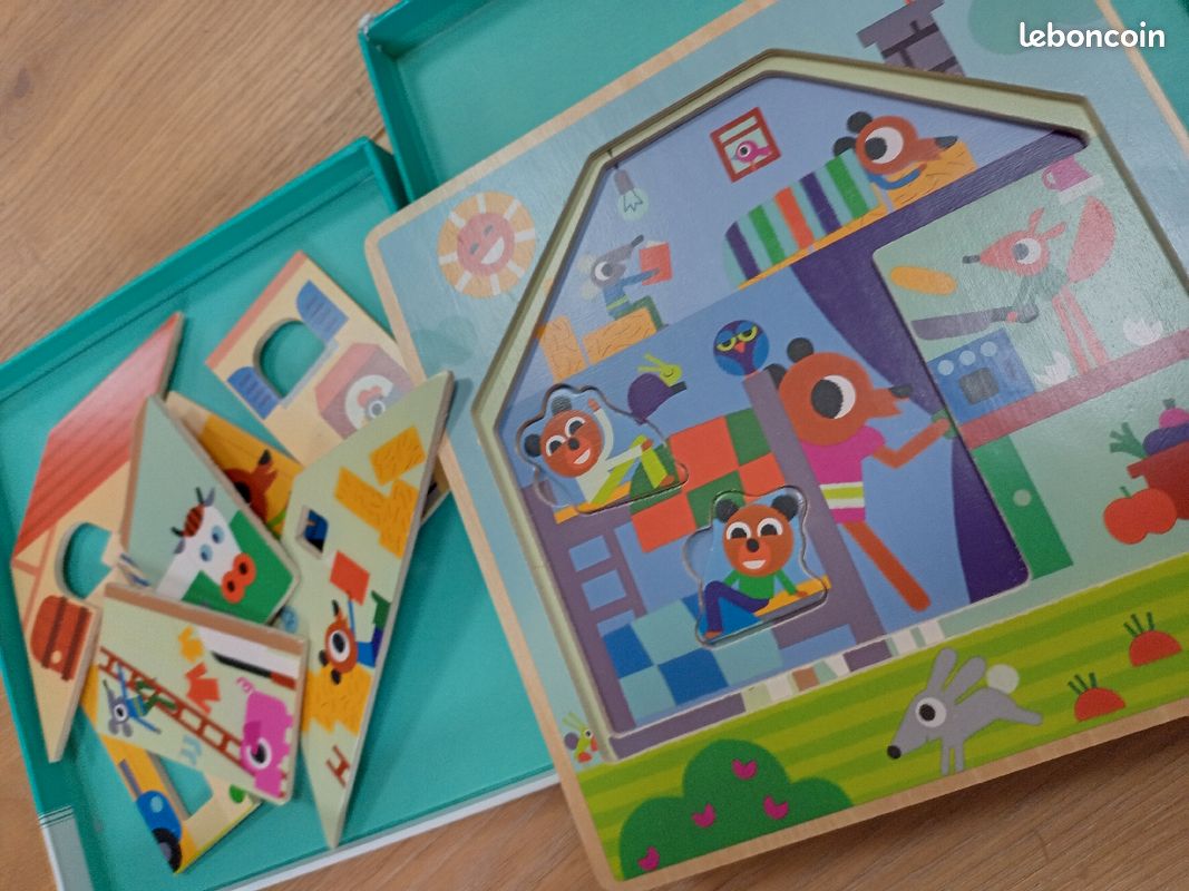 Puzzle Djeco chez GABY facile jeu de construction enfant 2ans ferme poules vaches en bon état et Complet (image 1)