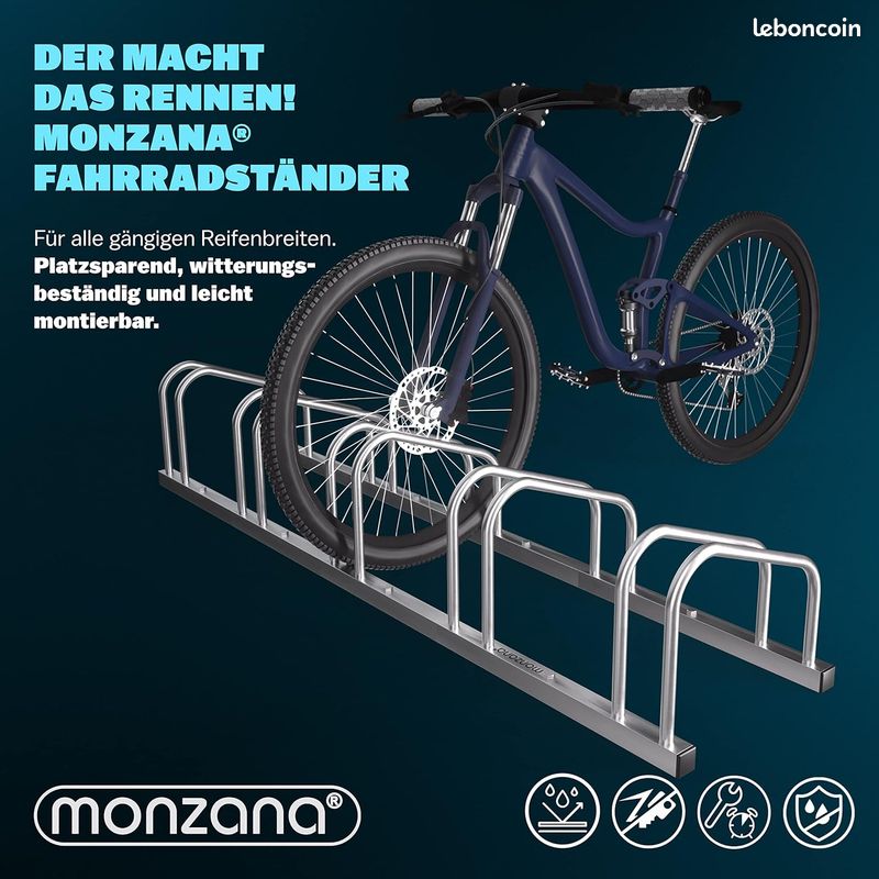 Monzana Râtelier 5 vélos métal support de rangement pneu 65 mm max range-vélos support rangement vélo VTT enfants BMX (image 3)