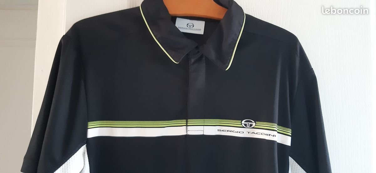 Tee-shirt portée une fois homme couleur noir blanc vert marque Sergio tacchini taille L .......20euros (image 3)