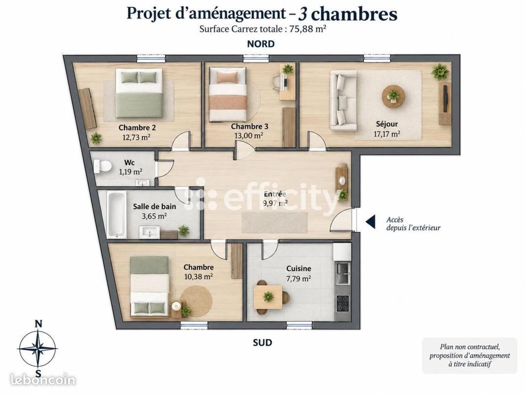 Appartement 4 pièces 76 m² · à Villeurbanne · 76 m² · 210 000 €